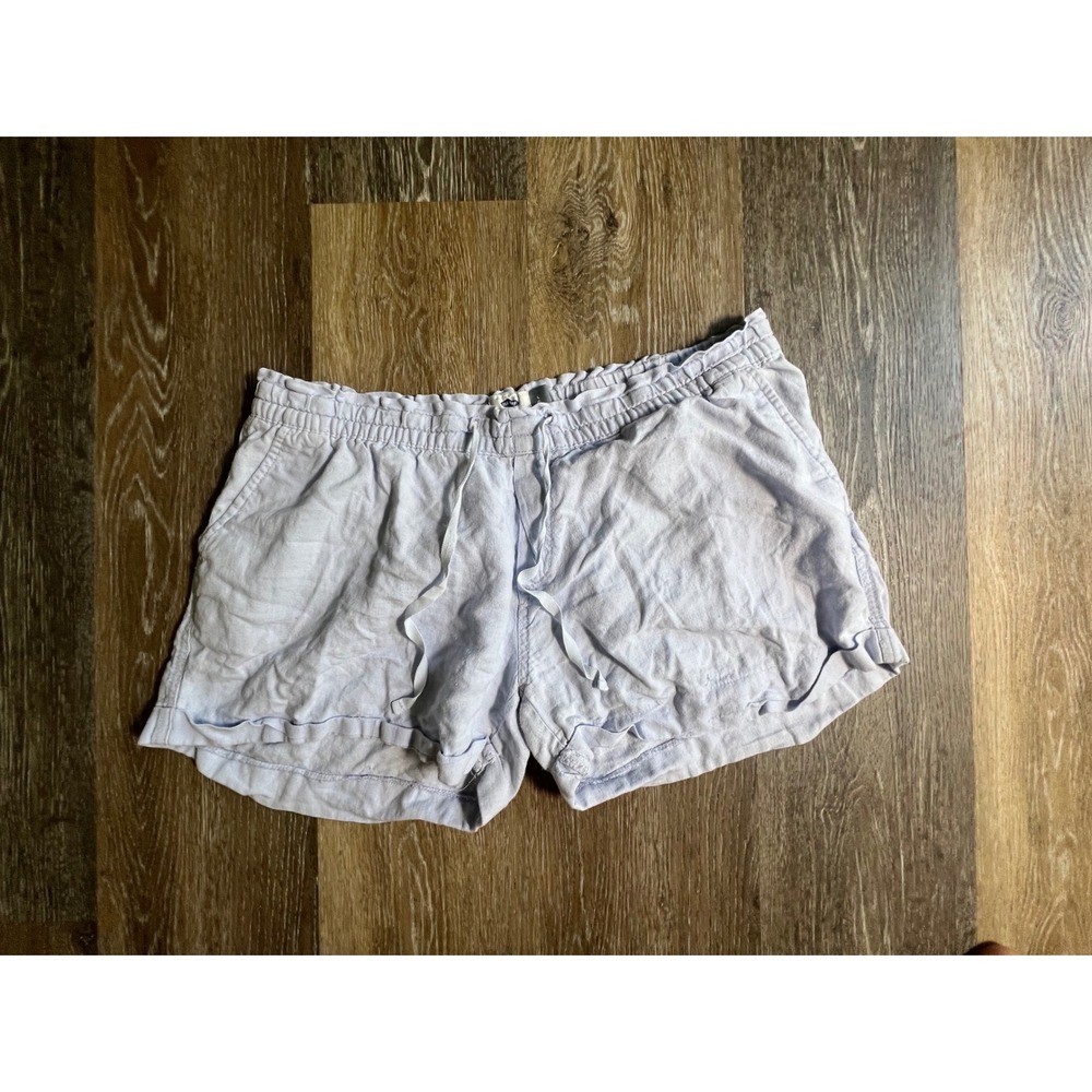 Old Navy Linen Blend Shorts Women Large Light Blue‎ Excellent Elastic Waist Draw